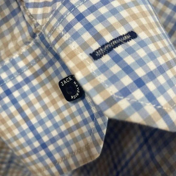 Jack Maverick Soft Blue Plaid Long Sleeve Men’s‎ Dress Shirt Button Size L Large - Picture 3 of 13